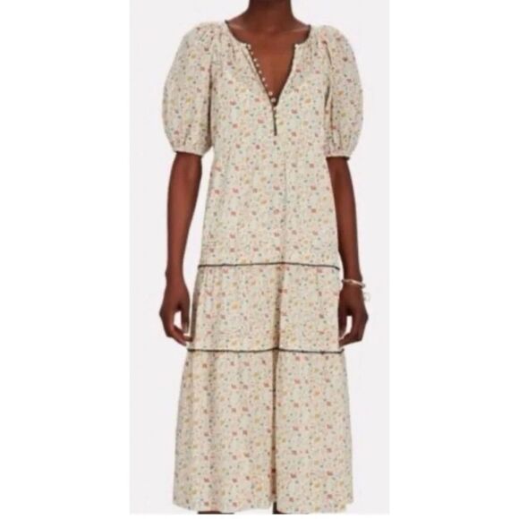 THE GREAT. Pastel Floral Whip Stitched Ravine Dress Size 1 (Small ) - Picture 4 of 12